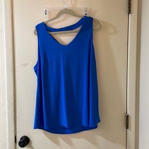 NY Collection, Blue, sleeveless, back detail top